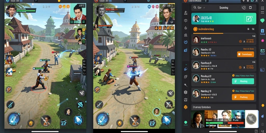 Screenshot menunjukkan grafis yang memukau dan detail karakter.